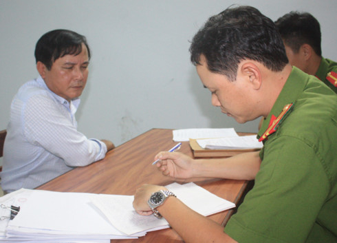 Đối tượng Trần Quang Trung tại cơ quan C&ocirc;ng an.