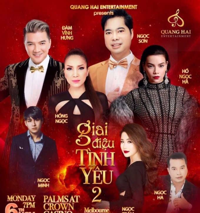 Ngọc H&agrave; cũng sẽ tham gia cả 3 show diễn tại Melbourne - &Uacute;c c&ugrave;ng với Ngọc Sơn. Show diễn k&eacute;o d&agrave;i từ 3/11 đến 8/11/2017.&nbsp;