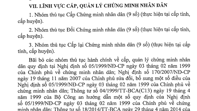 Tr&iacute;ch phương &aacute;n bỏ giấy chứng minh nh&acirc;n d&acirc;n đ&atilde; được Ch&iacute;nh phủ th&ocirc;ng qua.