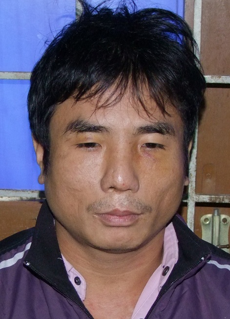 Đối tượng Vương tại cơ quan điều tra.