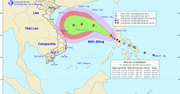 Bão Haikui giật cấp 10 đang tiến vào Biển Đông