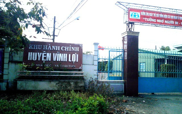 Trụ sở h&agrave;nh ch&iacute;nh huyện Vĩnh Lợi (tỉnh Bạc Li&ecirc;u), nơi c&oacute; cơ quan Huyện ủy xảy ra vụ việc.