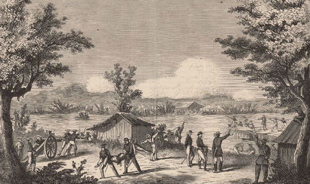 H&igrave;nh vẽ qu&acirc;n Ph&aacute;p tấn c&ocirc;ng G&ograve; C&ocirc;ng