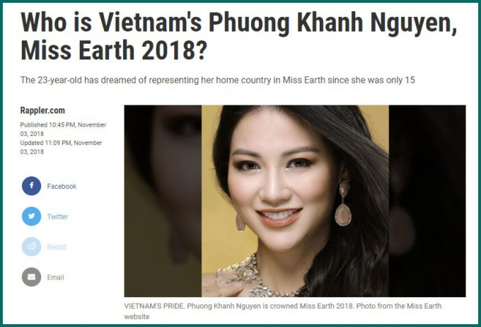 B&aacute;o ch&iacute; quốc tế viết g&igrave; về  t&acirc;n Hoa hậu Tr&aacute;i Đất 2018 - Nguyễn Phương Kh&aacute;nh?