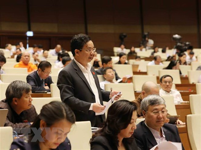 Đại biểu Quốc hội Th&agrave;nh phố H&agrave; Nội Ho&agrave;ng Văn Cường ph&aacute;t biểu. (Ảnh: Phương Hoa/TTXVN)