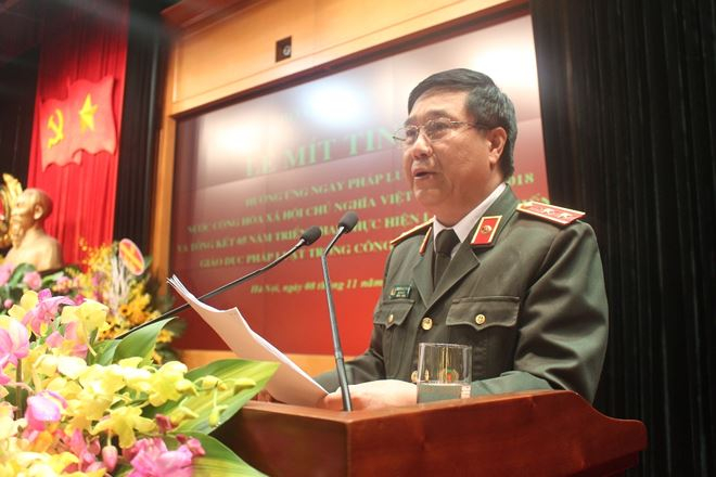 Trung tướng Nguyễn Ngọc Anh, Cục trưởng Cục Ph&aacute;p chế v&agrave; cải c&aacute;ch h&agrave;nh ch&iacute;nh, tư ph&aacute;p cho biết Ng&agrave;y Ph&aacute;p luật được lực lượng C&ocirc;ng an triển khai rất nghi&ecirc;m t&uacute;c, hiệu quả.