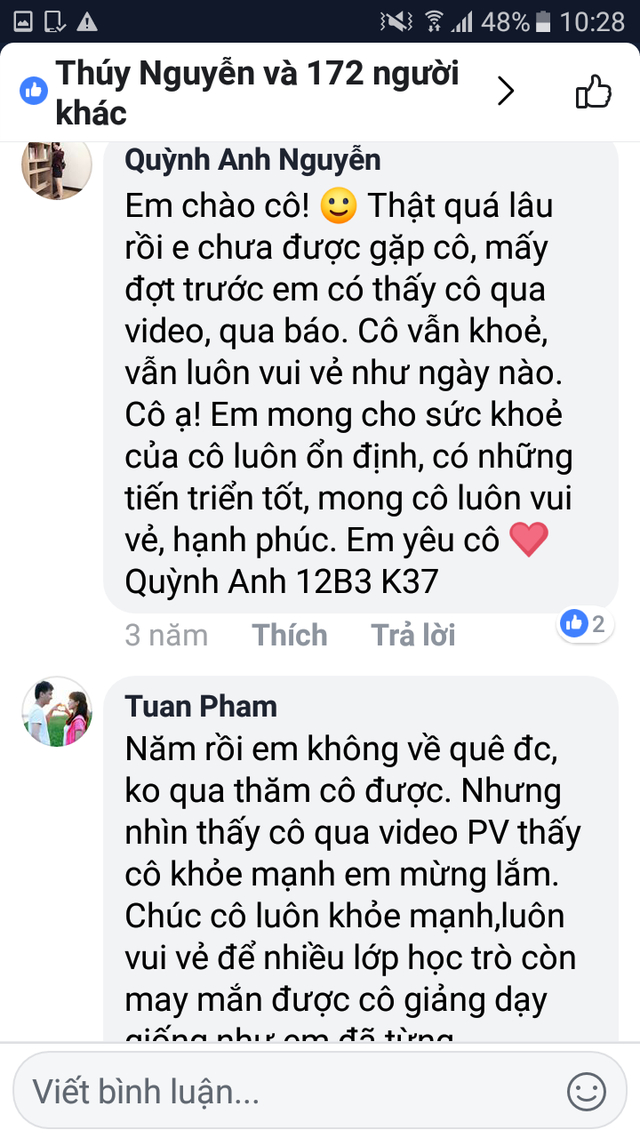 Rất nhiều thế hệ học sinh đều d&agrave;nh những lời y&ecirc;u thương tr&ecirc;n fanpage đến c&ocirc; Th&uacute;y.