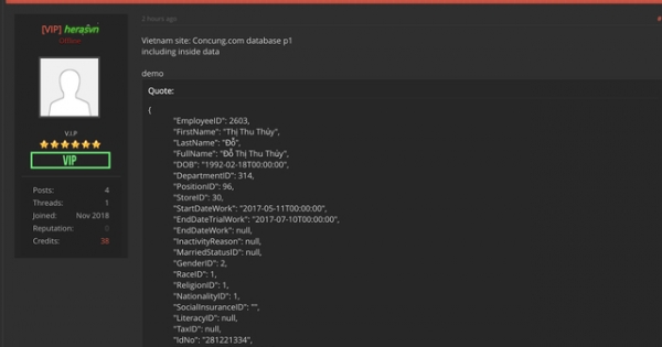 Hacker lại tung dữ liệu được cho là của Concung.com lên mạng, đe dọa FPT Shop