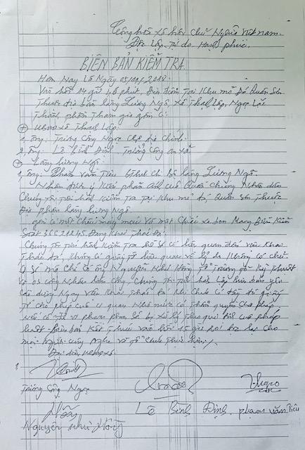 Cam kết của C&ocirc;ng ty TNHH Qu&acirc;n Sơn chỉ l&agrave; tr&ecirc;n giấy. Ảnh: Vũ Thượng.