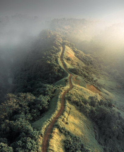 Đường đi tr&ecirc;n sống n&uacute;i hiểm trở nhưng đẹp đến ngỡ ng&agrave;ng ở Ubud, Bali, Indonesia.