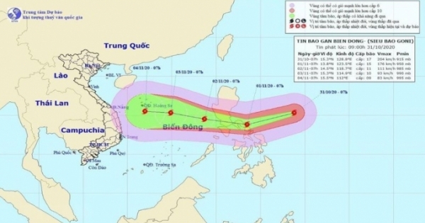 Siêu bão Goni sáng 1/11: Tâm bão gió giật cấp 17