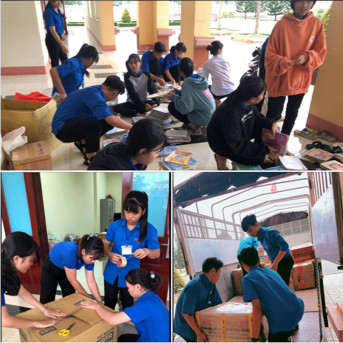 Các cấp bộ Đoàn - Hội toàn tỉnh tích cực vận động nhu yếu phẩm, sách vở, quần áo...; sau đó bố trí nhân lực để phân loại, đóng gói và tìm cách gửi đến người dân vùng lũ