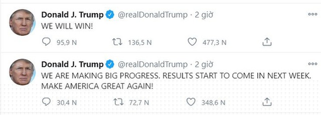 Ông Trump tin tưởng giành chiến thắng. (Ảnh: Twitter)