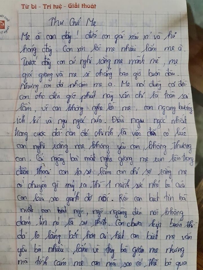 Lá thư Lan Anh gửi mẹ.