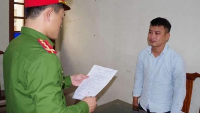 Đối tượng Tôn Đức Kiên tại cơ quan chức năng.