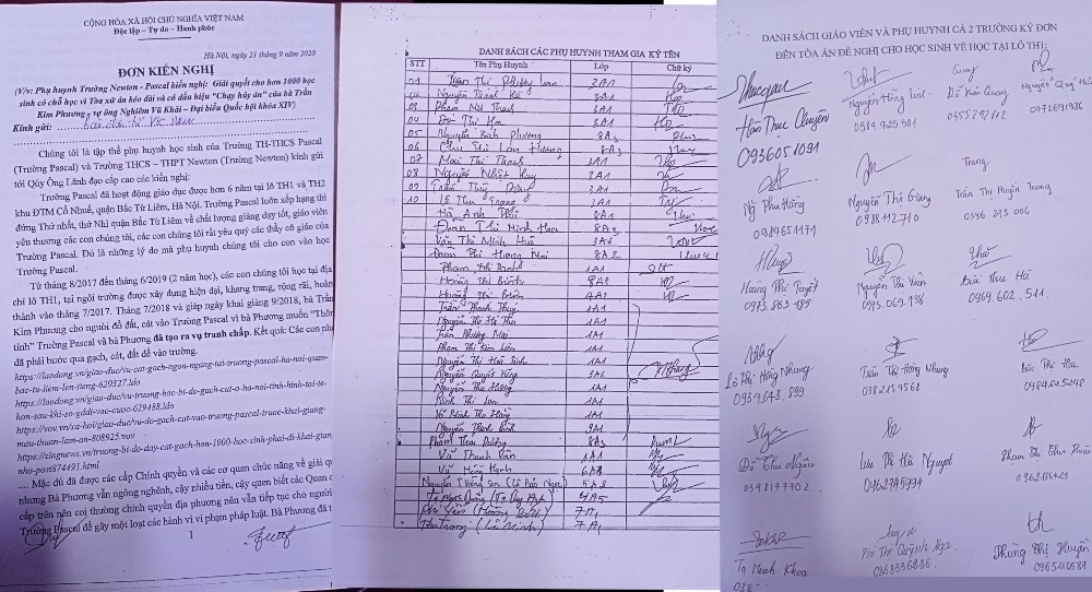 Hàng trăm ý kiến, chữ ký của tập thể phụ huynh trường TH - THCS Pascal đề nghị cho các con về lô TH1 học tập.