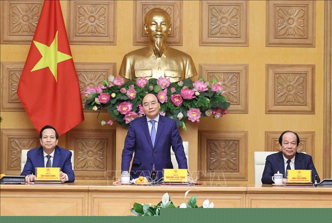 Thủ tướng Nguyễn Xuân Phúc phát biểu tại buổi gặp mặt. Ảnh: Thống Nhất/TTXVN