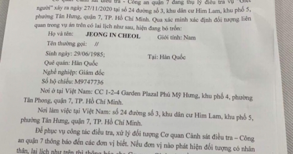 Truy tìm người đàn ông Hàn Quốc nghi giết người, giấu thi thể trong vali