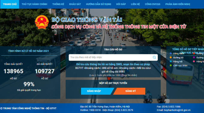 dich vu cong truc tuyen Bo GTVT