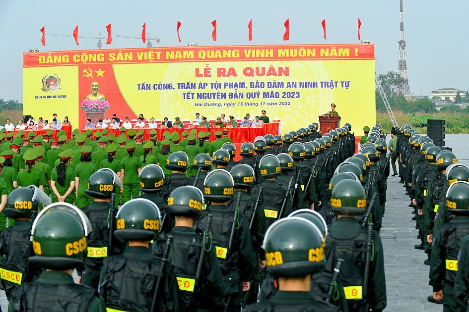 Công an Hải Dương ra quân tấn công, trấn áp tội phạm, bảo đảm an ninh trật tự Tết Nguyên đán.