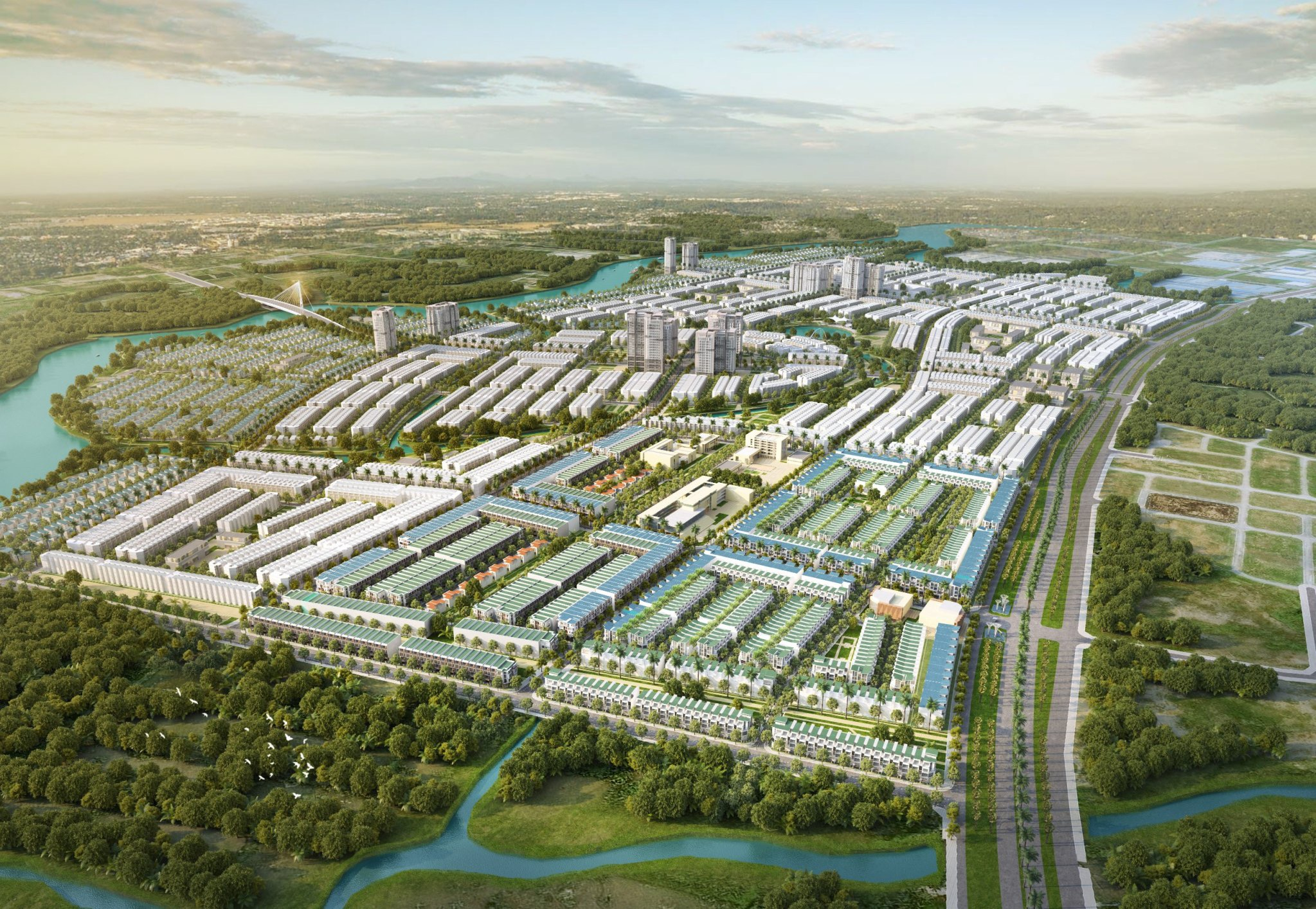 Phối cảnh tổng thể dự án T&amp;amp;T City Millennia tại Long An với quy mô 276ha.