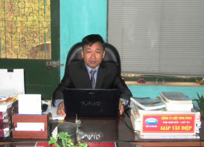 Luật sư Gi&aacute;p Văn Điệp; Ph&oacute; Gi&aacute;m đốc C&ocirc;ng ty Luật TNHH Fanci.
