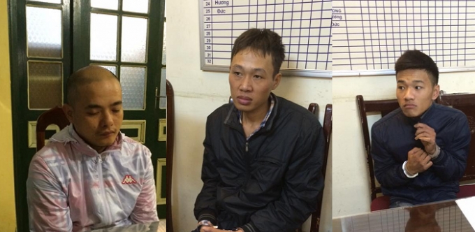 Nh&oacute;m đối tượng tại cơ quan c&ocirc;ng an.