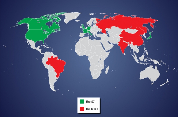 Sự suy giảm GDP ở c&aacute;c quốc gia mới nổi như BRICs kh&ocirc;ng&nbsp;c&oacute; khả năng g&acirc;y ra một cuộc suy tho&aacute;i to&agrave;n cầu.(Ảnh: futuretimeline.net)