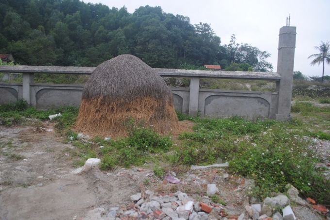 Đống rơm n&agrave;y tồn tại đ&atilde; l&acirc;u trước cổng Khu di chỉ khảo cổ học (ảnh Duy Ngợi).