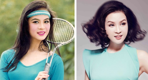 Từ tr&aacute;i sang: MC Thanh Mai năm 1995, MC Thanh Mai năm 2005. Ảnh: internet.