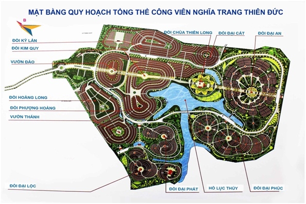 Mặt bằng quy hoạch tổng thể C&ocirc;ng vi&ecirc;n nghĩa trang Thi&ecirc;n Đức.