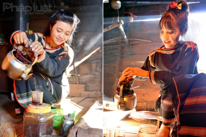 Thiếu nữ &Ecirc; Đ&ecirc; xinh đẹp r&oacute;t c&agrave; ph&ecirc; v&agrave;o từng ly nhỏ. (Ảnh: Đo&agrave;n Bắc)