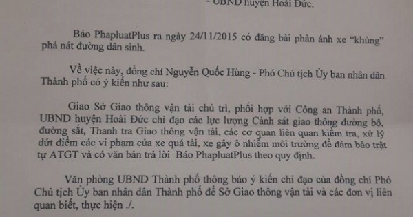 TP. Hà Nội yêu cầu xử lý dứt điểm xe quá tải ở Hoài Đức