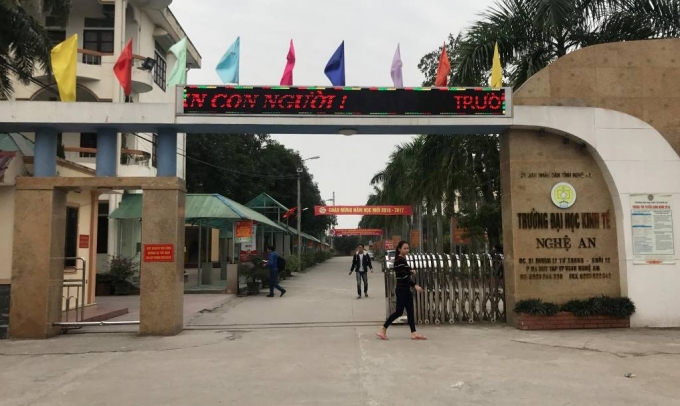 Trường ĐH Kinh tế Nghệ An nơi xảy ra sự việc.