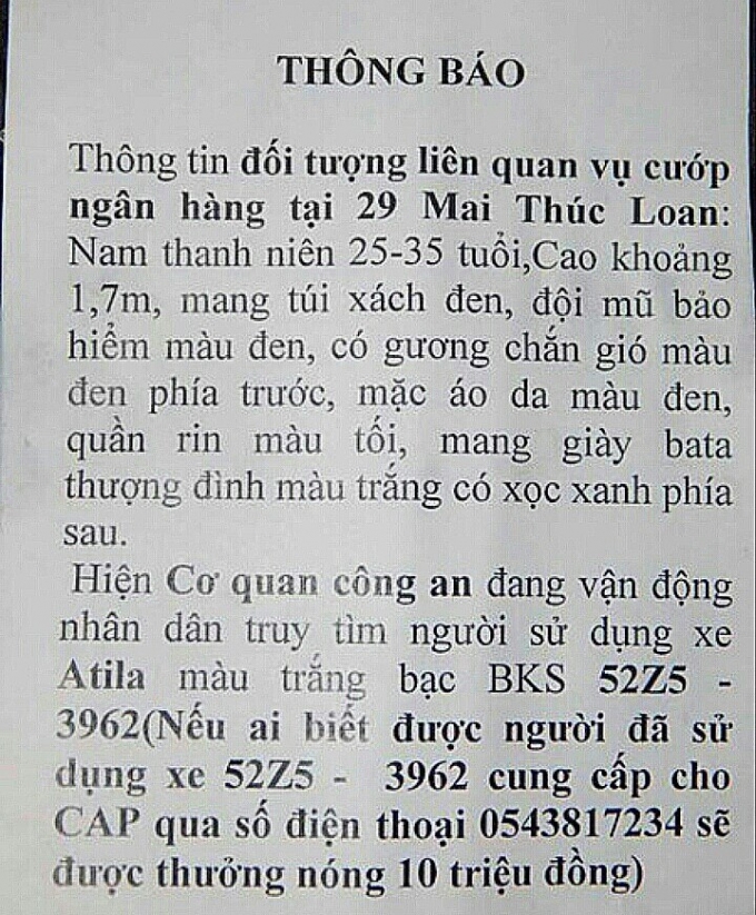 Th&ocirc;ng b&aacute;o của cơ quan chức năng.