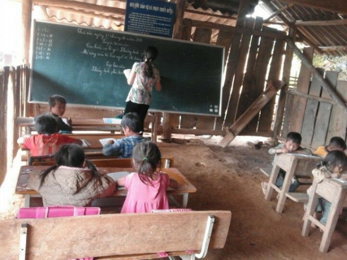 Lớp học của c&aacute;c em học sinh bản Hạ Sơn, huyện Băc M&ecirc;, H&agrave; Giang.