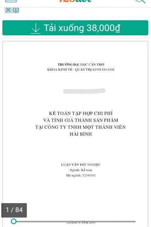 Một luật văn tốt nghiệp của sinh vi&ecirc;n tốt nghiệp năm 2014 của trường ĐH Cần Thơ được rao b&aacute;n