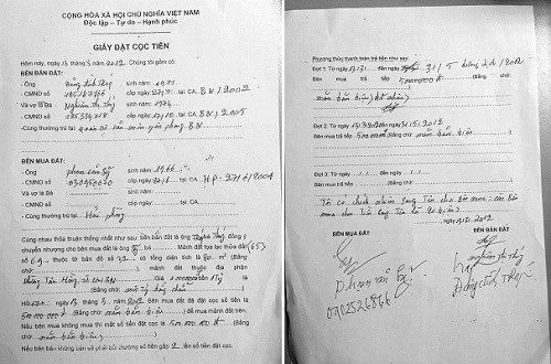 Giấy đặt cọc tiền thể hiện c&aacute;c th&ocirc;ng tin về thửa đất hạn ch&oacute;t thanh to&aacute;n l&agrave; 31/5/2012.