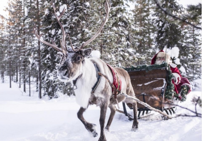 Đến Gi&aacute;ng sinh, &ocirc;ng gi&agrave; Tuyết sẽ bắt đầu cuộc h&agrave;nh tr&igrave;nh của m&igrave;nh với cỗ xe do 9 con tuần lộc k&eacute;o để mang qu&agrave; v&agrave; đồ chơi cho trẻ em khắp thế giới. (Ảnh:&nbsp;VisitFinland)