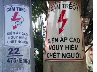 Biển cảnh b&aacute;o sơn trực tiếp chỉ khoảng 3.000 đồng (tr&aacute;i) v&agrave; biển mới với gi&aacute; hơn 180.000 đồng