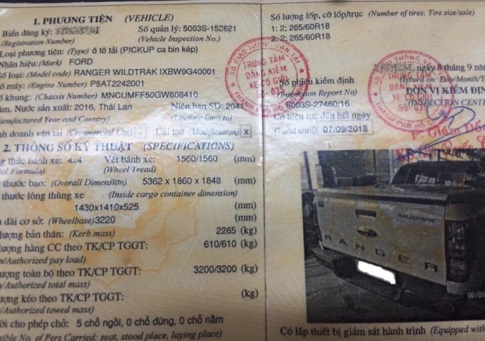 B&aacute;n gấp xe FORD RANGER 3.2 2016 WILDTRAK