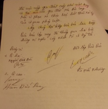 Việc thỏa thuận d&agrave;n xếp giữa bị can v&agrave; gia đ&igrave;nh bị hại được C&ocirc;ng an Bắc Giang đứng ra giải quyết. ( Ảnh Luật sư Vũ Thị Nga cung cấp)