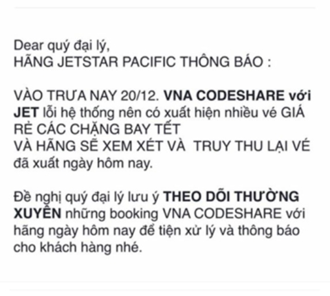 H&agrave;ng ngh&igrave;n v&eacute; m&aacute;y bay gi&aacute; rẻ dịp Tết Nguy&ecirc;n đ&aacute;n 2017 bỗng nhi&ecirc;n bị hủy.