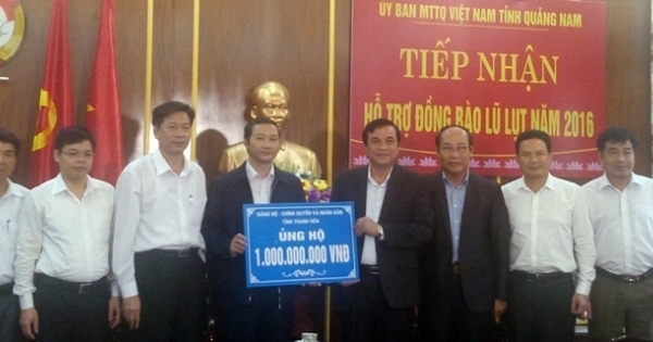 Thanh Hóa hỗ trợ 1 tỷ đồng cho tỉnh Quảng Nam sau mưa lũ