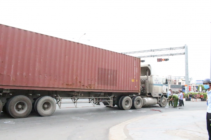 Chiếc container tại hiện trường vụ việc