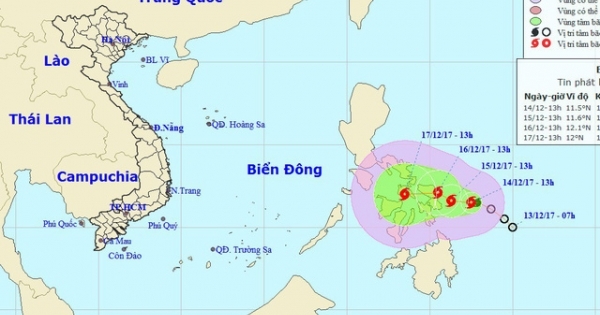 Bão giật cấp 10 đang tiến vào Biển Đông