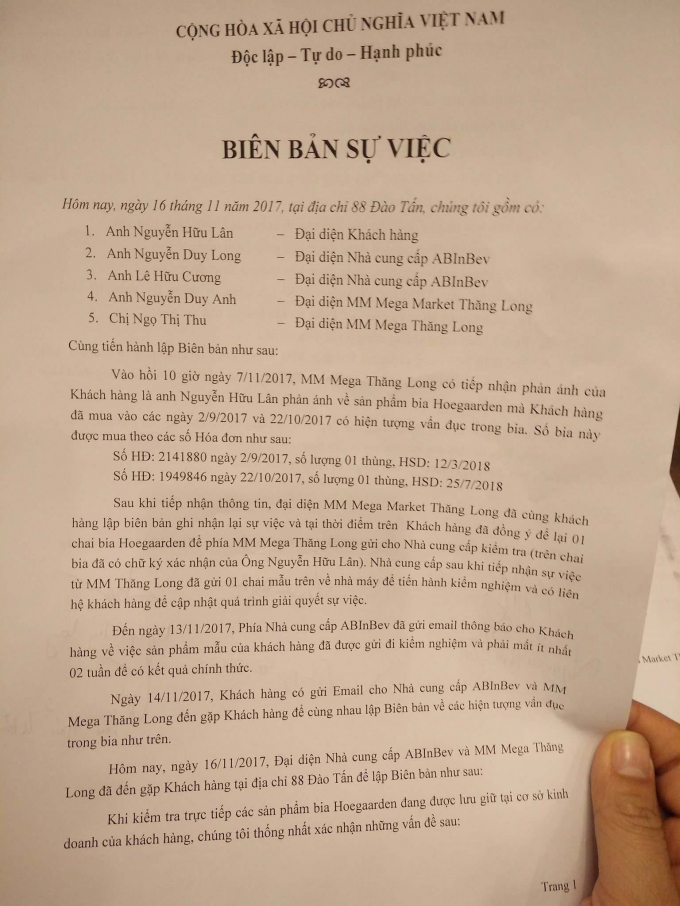 Sự việc đ&atilde; được cả 3 b&ecirc;n x&aacute;c nhận bằng văn bản.