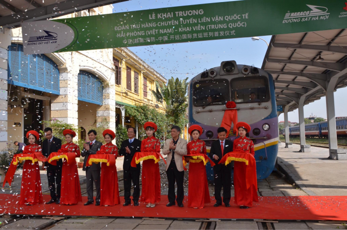 Lễ khai trương đo&agrave;n t&agrave;u h&agrave;ng chuy&ecirc;n tuyến&nbsp;Hải Ph&ograve;ng (Việt Nam) &ndash; Khai Viễn (Trung Quốc).