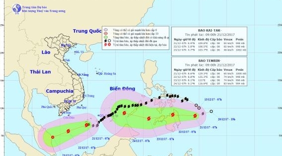 Bão số 15 suy yếu, xuất hiện bão mới hướng vào Biển Đông
