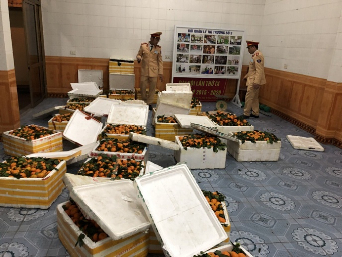 Số lượng lớn hoa quả kh&ocirc;ng r&otilde; nguồn gốc.